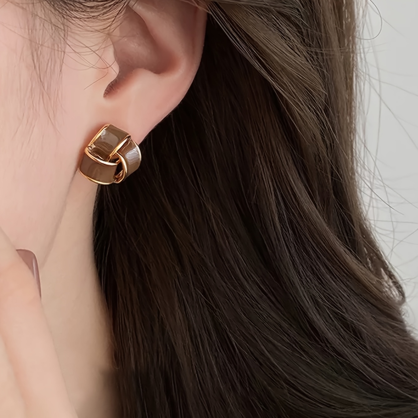 Women's Vintage Geometric Brown Triangle Earrings